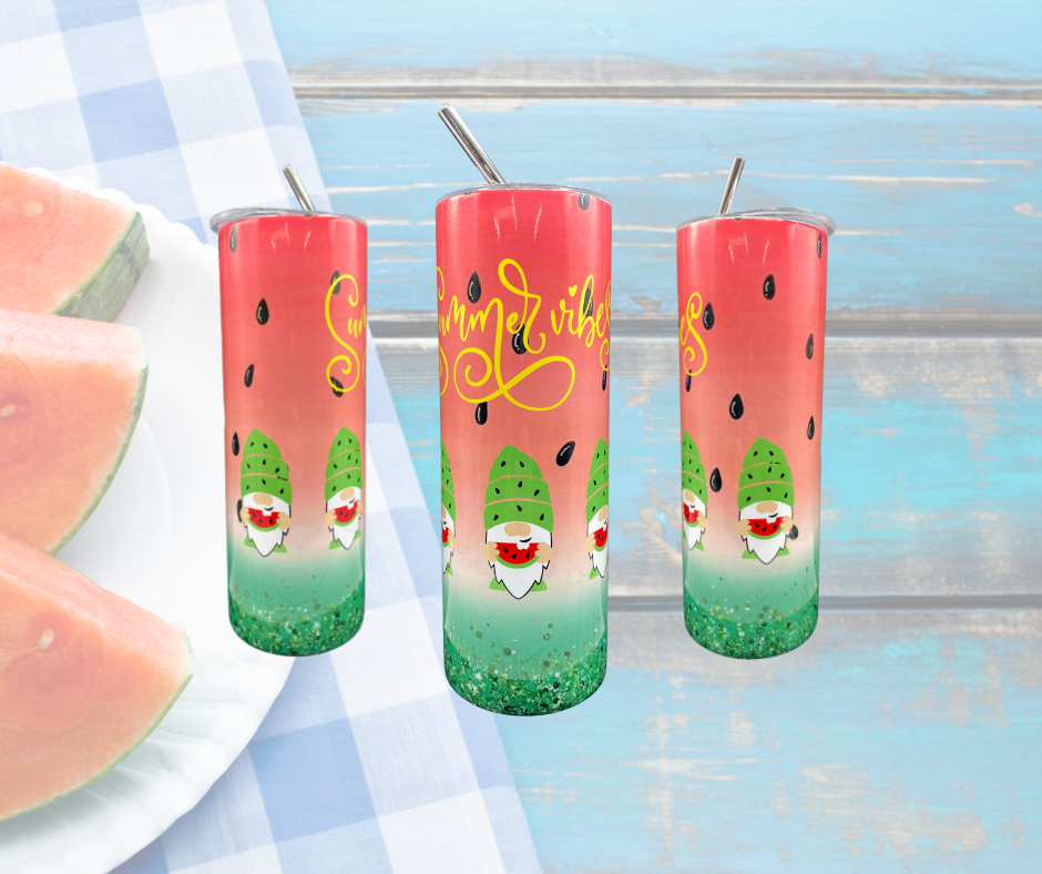 Summer Gnome Tumbler, Gnome Skinny Tumbler, Personalized Tumbler